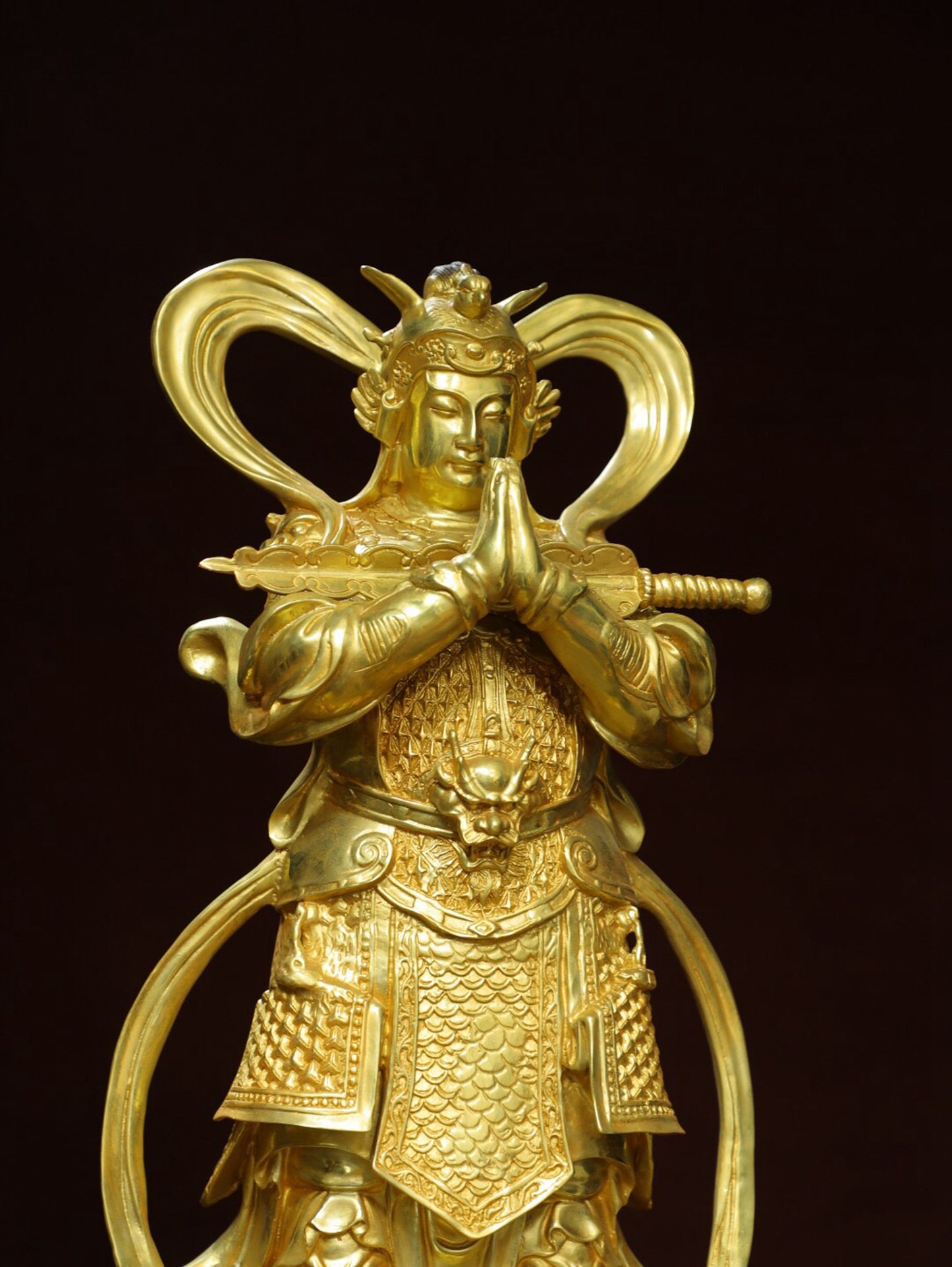 Chinese antique pure copper [Weituo] statue