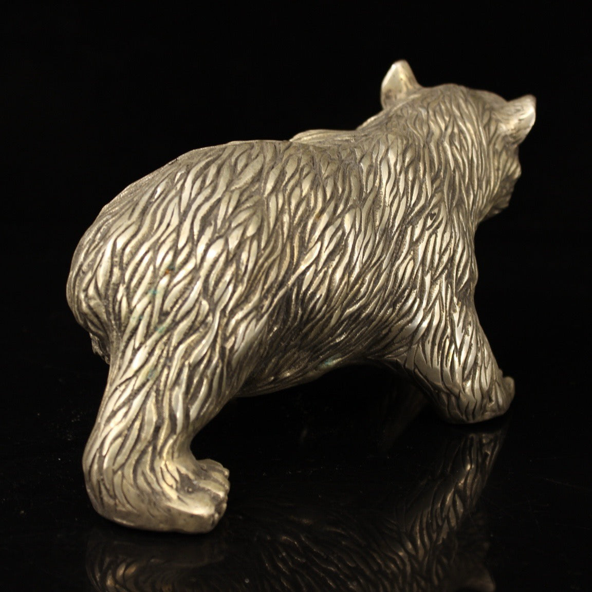 Chinese antique pure copper handmade gilded silver bear