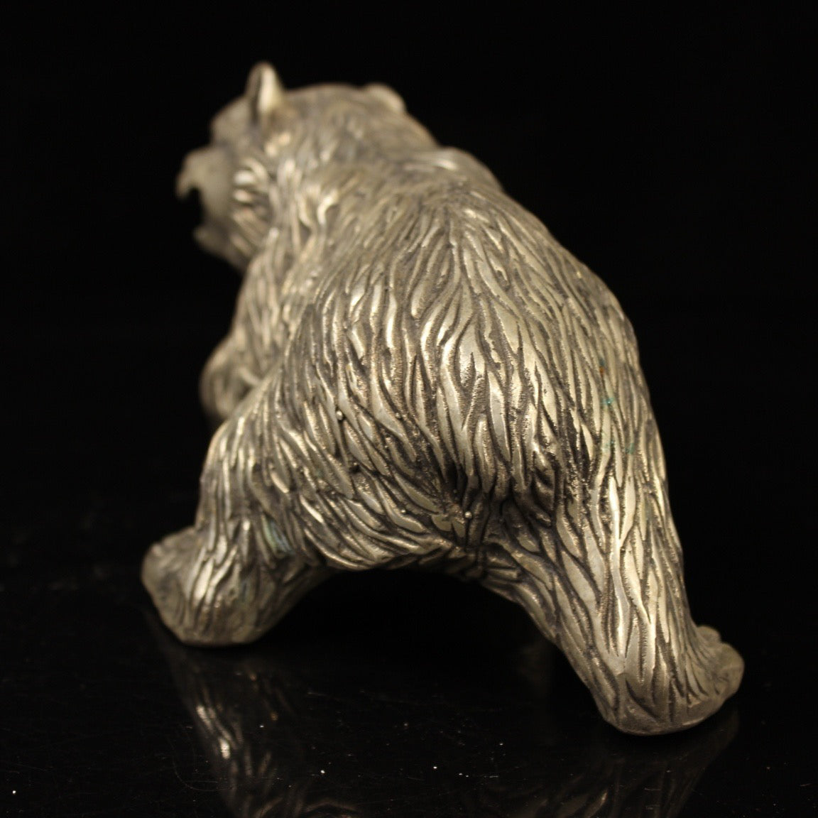 Chinese antique pure copper handmade gilded silver bear