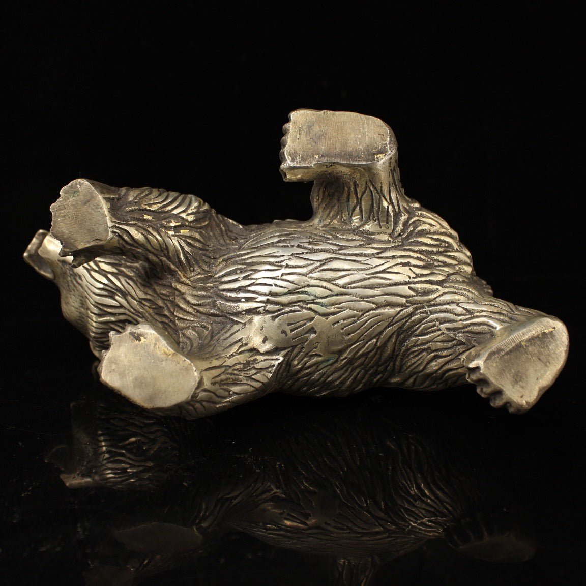 Chinese antique pure copper handmade gilded silver bear