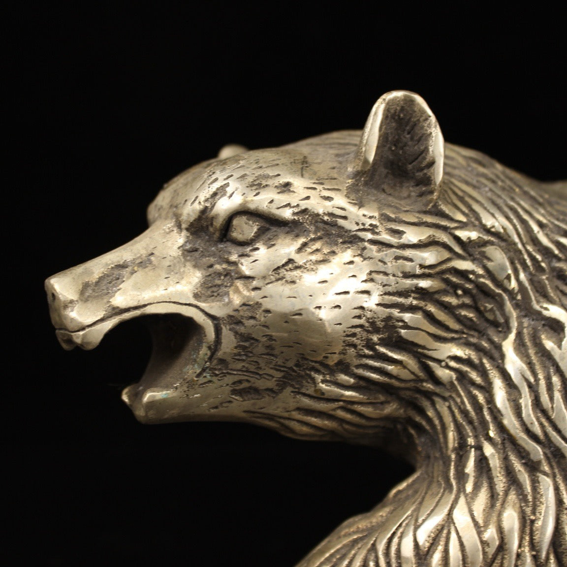 Chinese antique pure copper handmade gilded silver bear