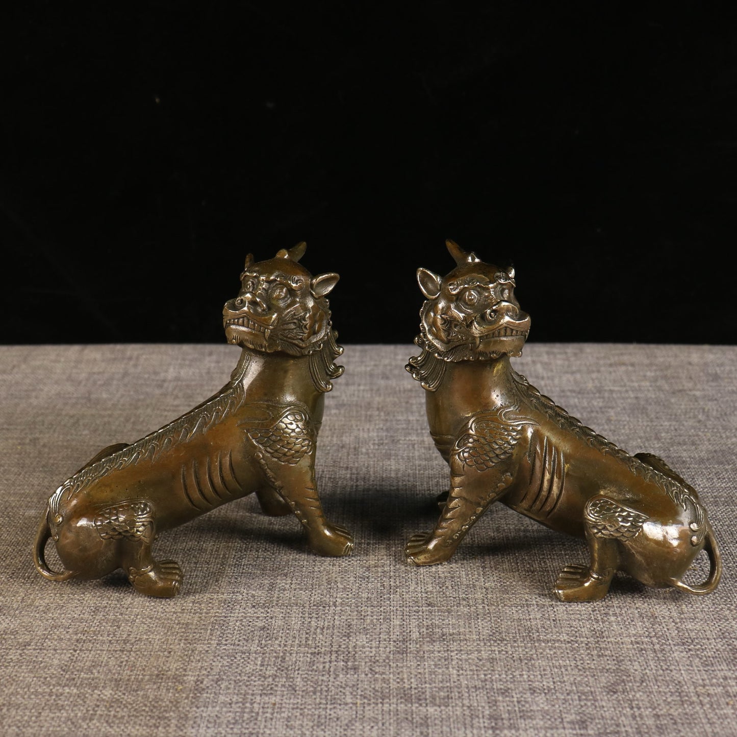 Chinese antique pure copper listening pair
