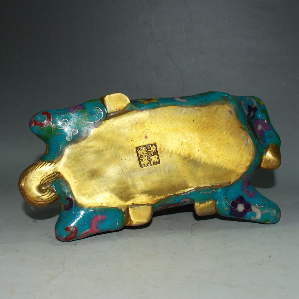 Pure copper cloisonn é zodiac horse incense burner ornament
