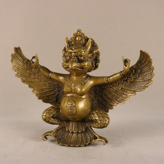 Chinese Antique Pure Copper Dapeng Spreading Wings Bird