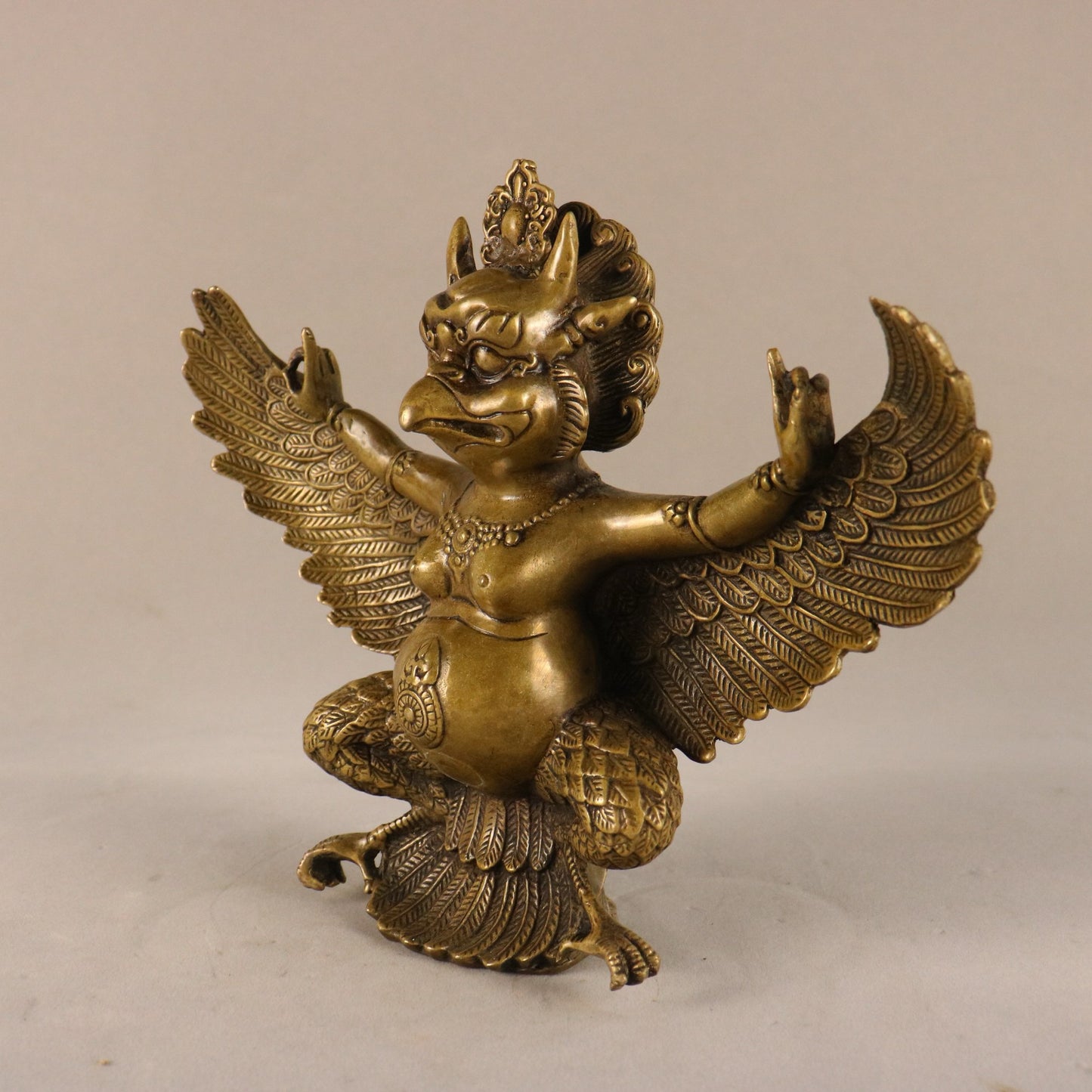 Chinese Antique Pure Copper Dapeng Spreading Wings Bird