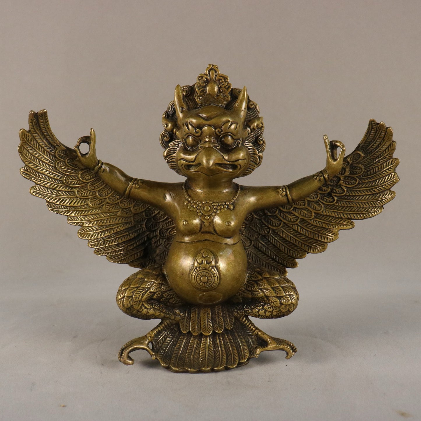 Chinese Antique Pure Copper Dapeng Spreading Wings Bird