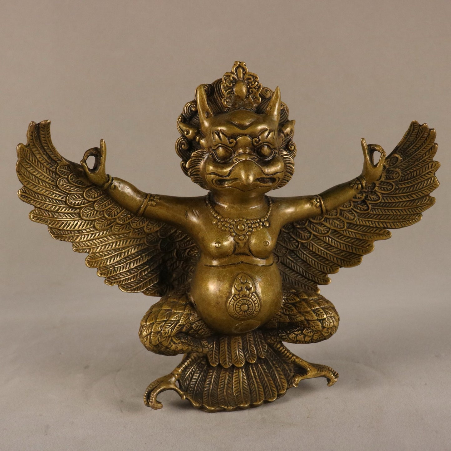 Chinese Antique Pure Copper Dapeng Spreading Wings Bird