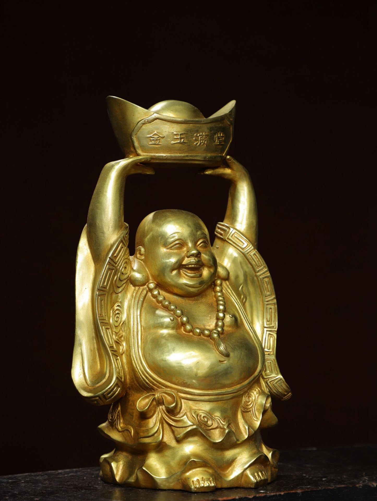 Chinese antique pure copper Maitreya Buddha statue