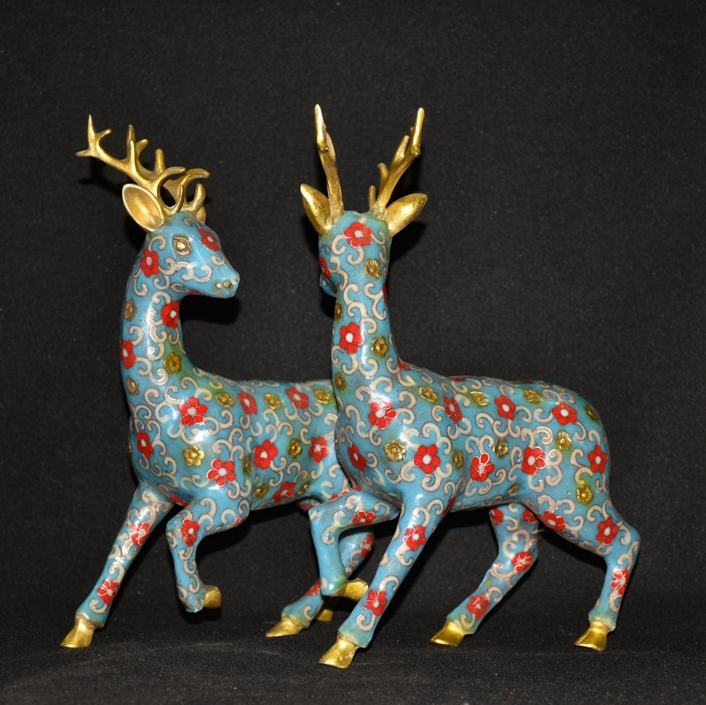 Pure copper cloisonn é sika deer ornament