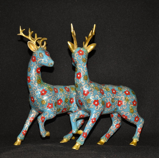 Pure copper cloisonn é sika deer ornament