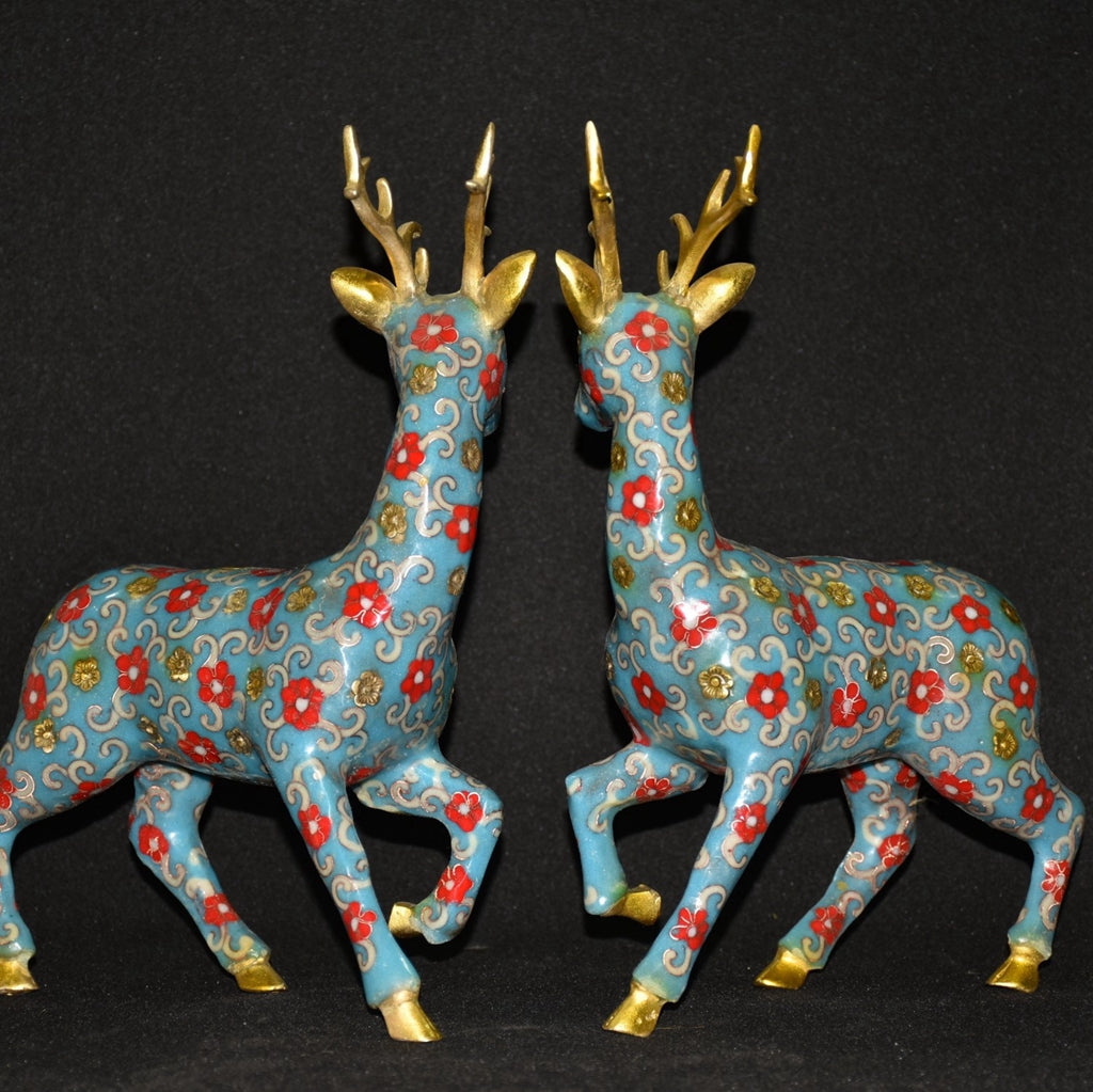 Pure copper cloisonn é sika deer ornament
