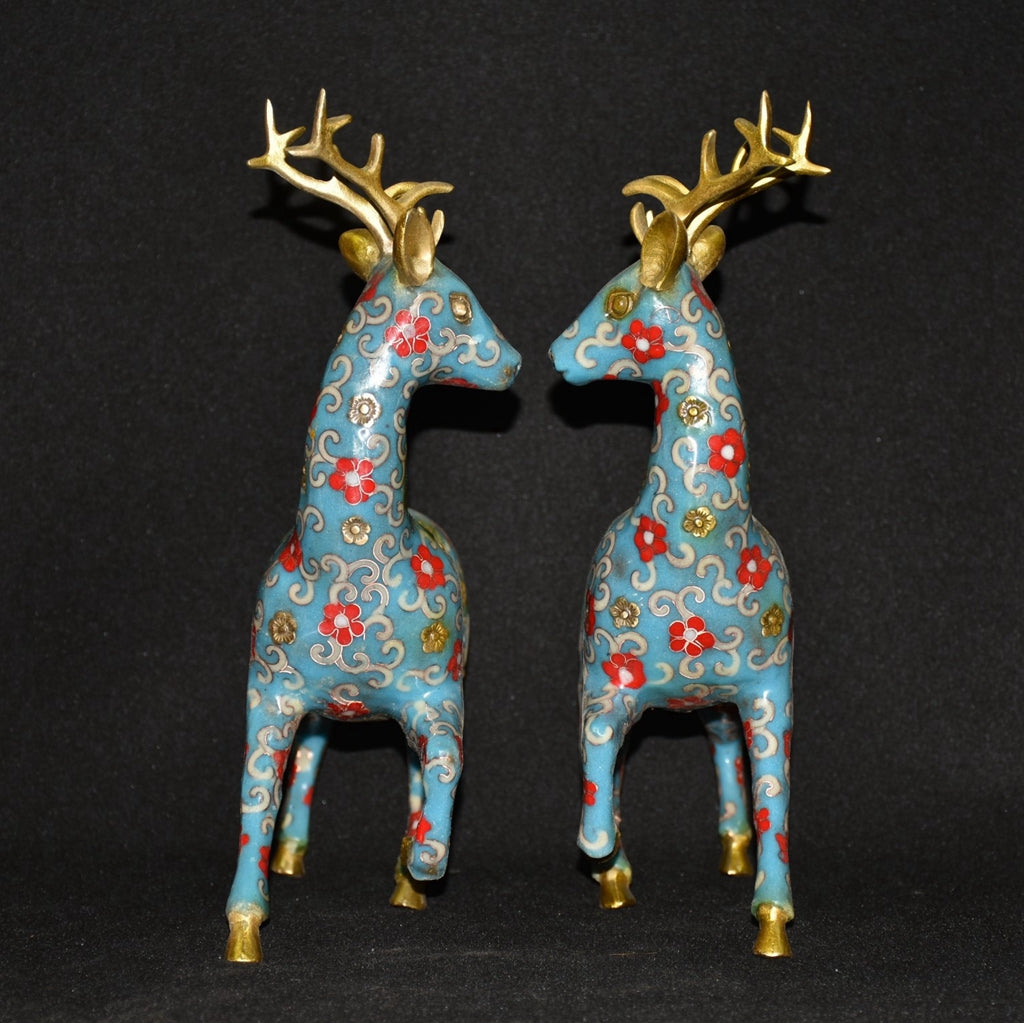 Pure copper cloisonn é sika deer ornament