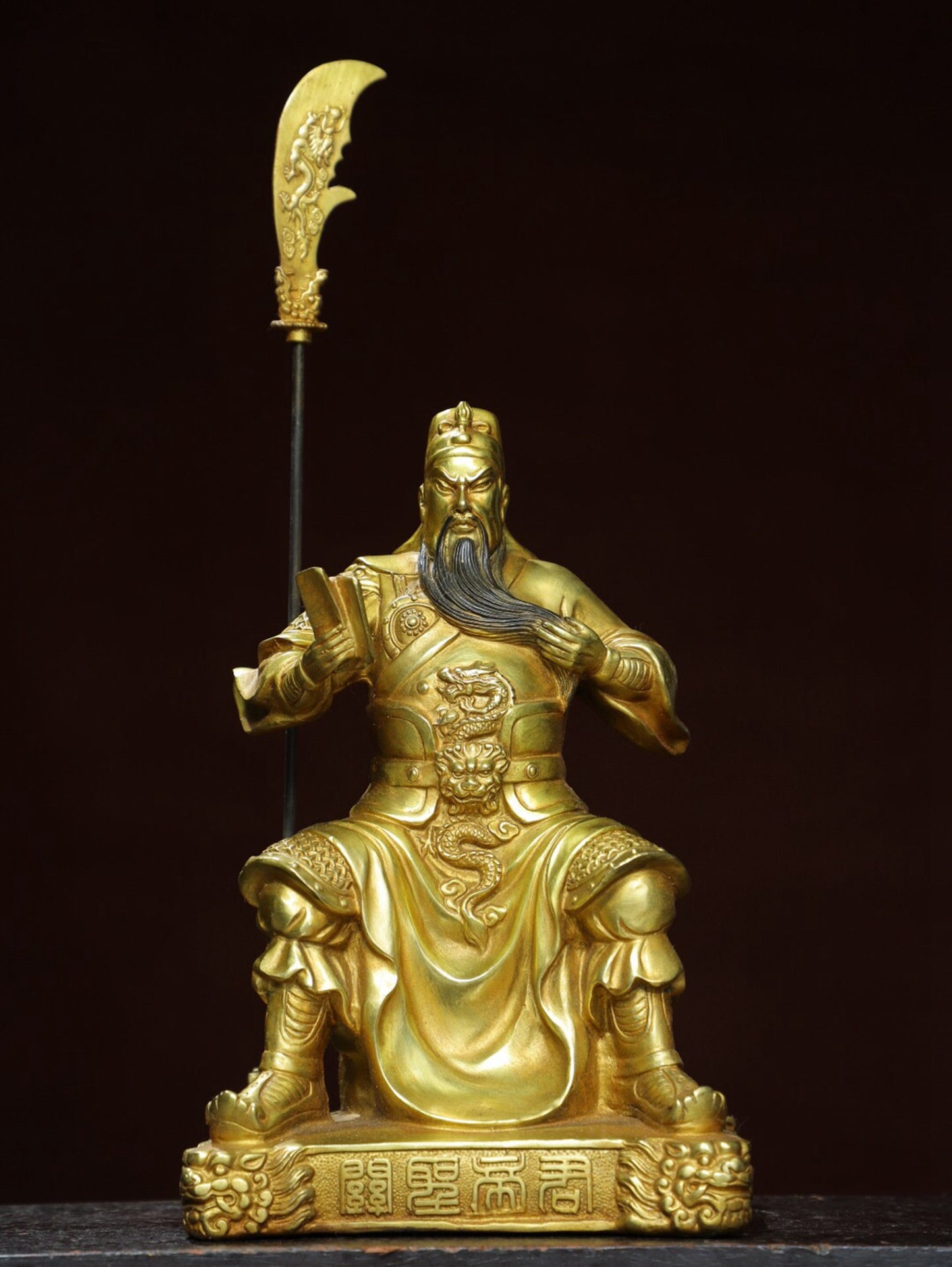 Chinese antique pure copper statue of Guan Gong