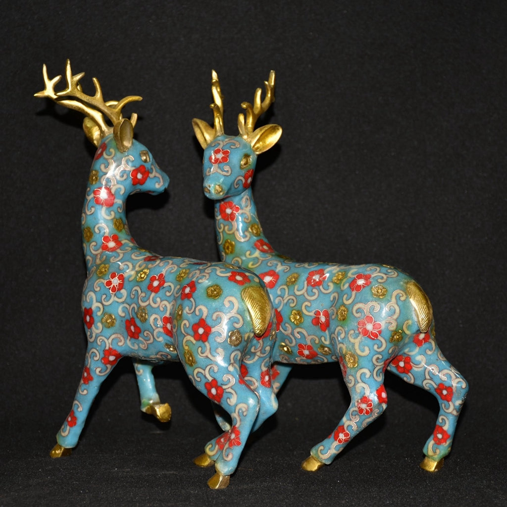 Pure copper cloisonn é sika deer ornament