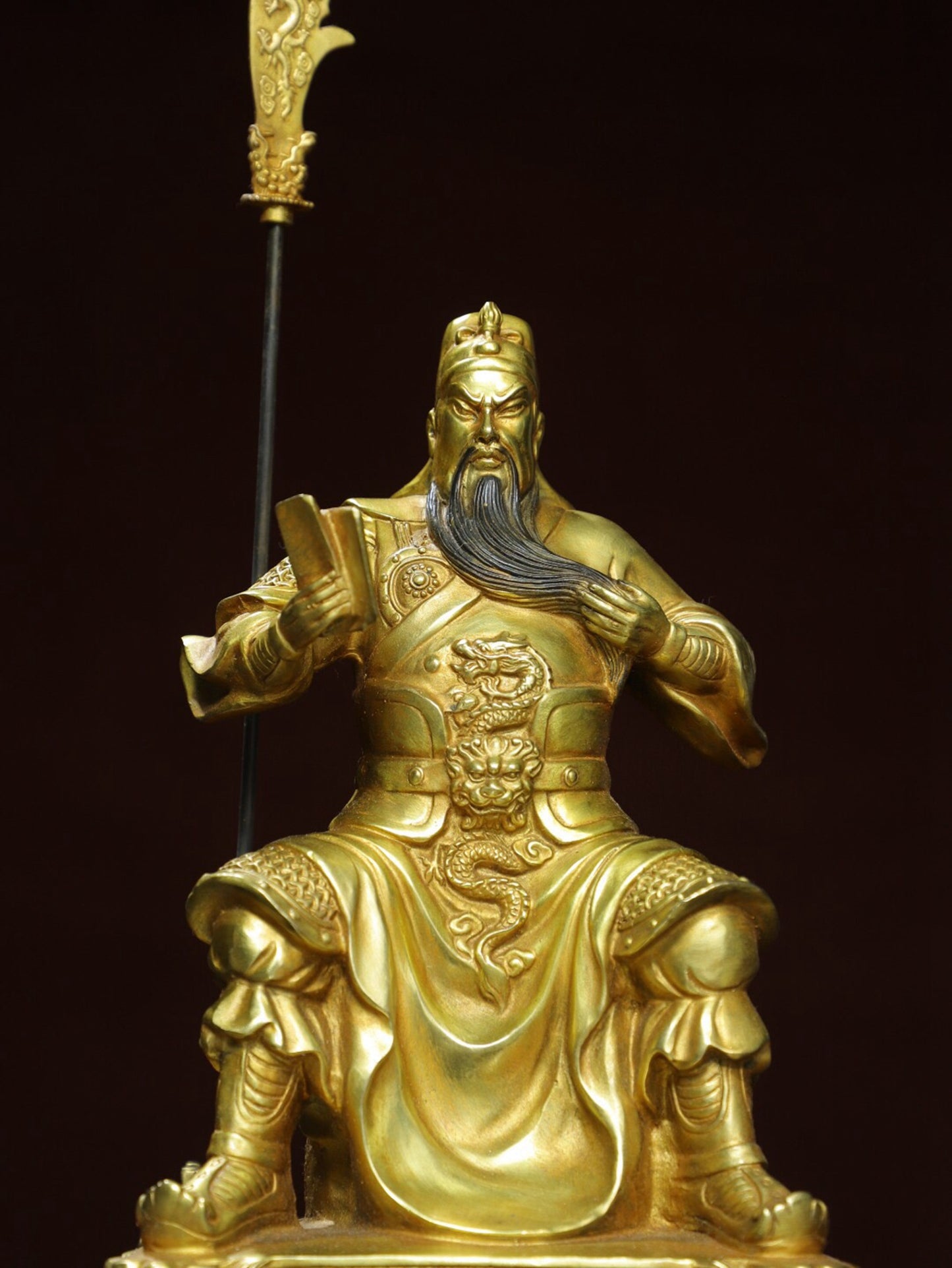 Chinese antique pure copper statue of Guan Gong