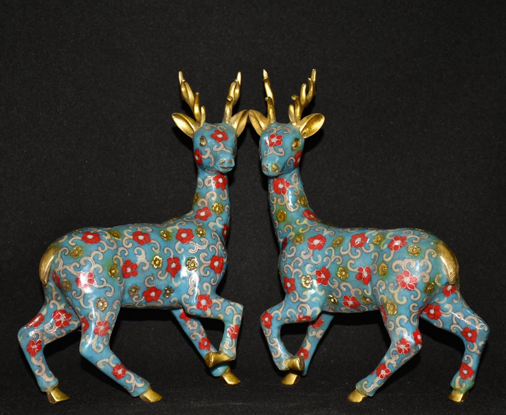 Pure copper cloisonn é sika deer ornament