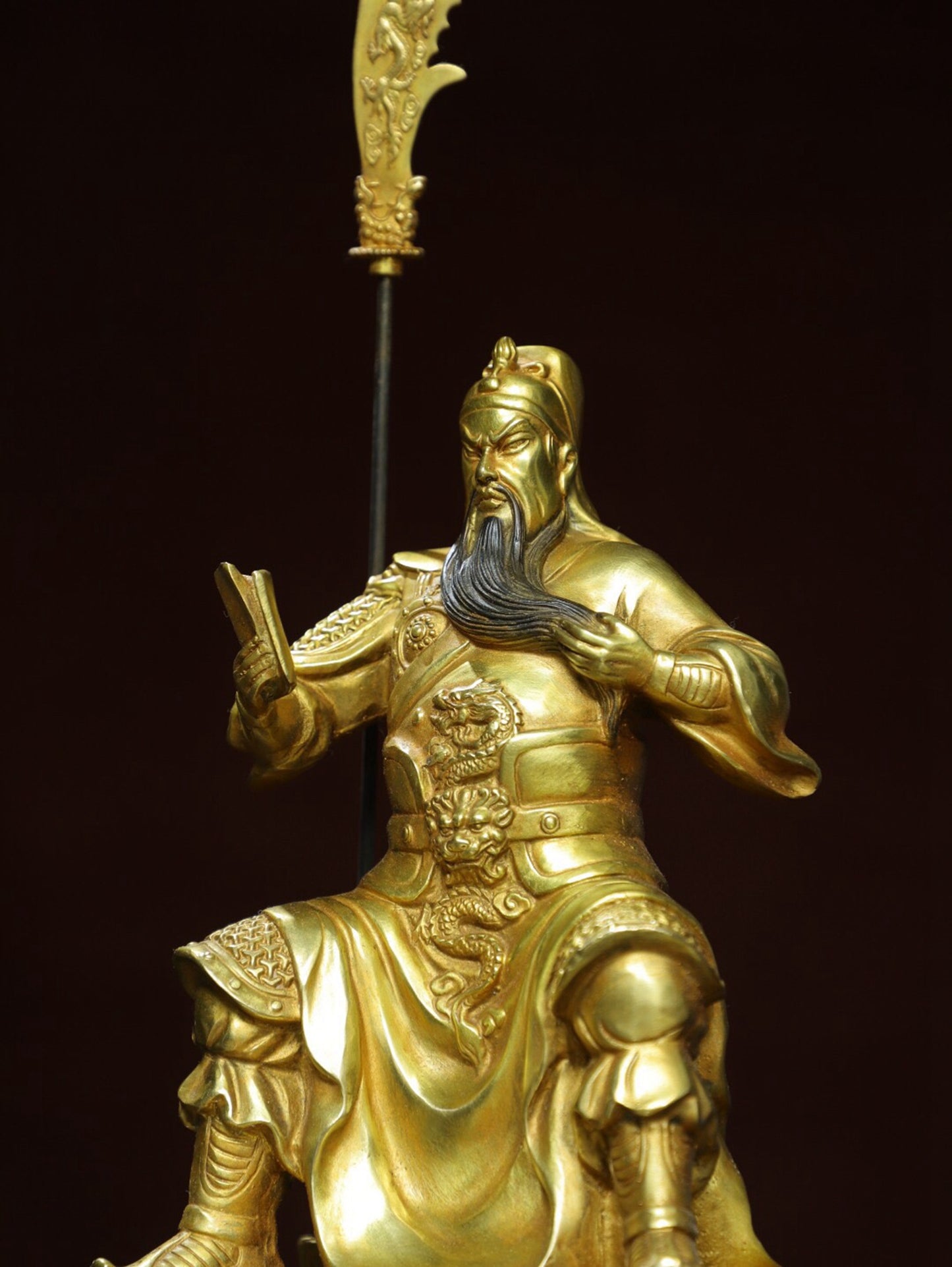 Chinese antique pure copper statue of Guan Gong