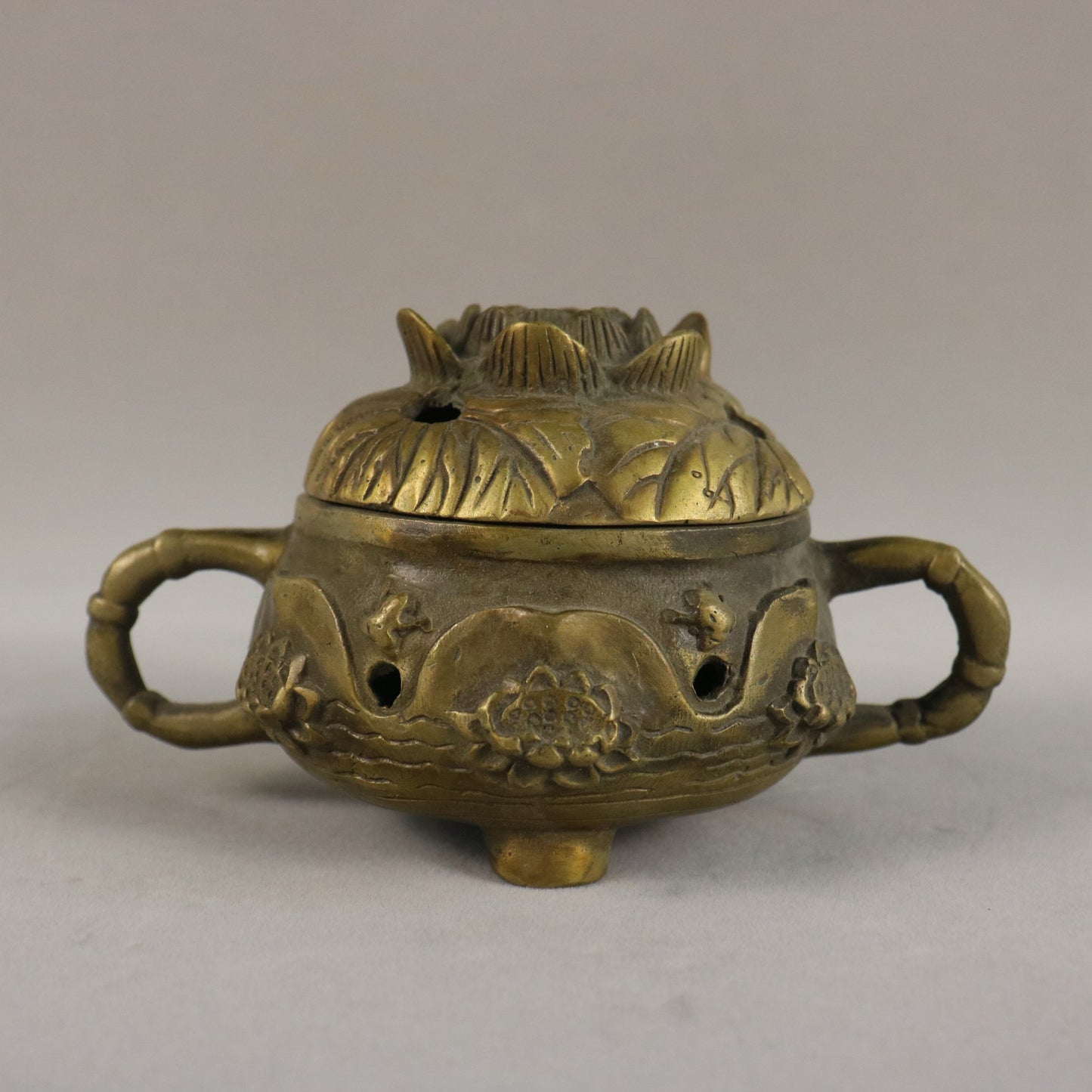 Chinese antique pure copper lotus incense burner