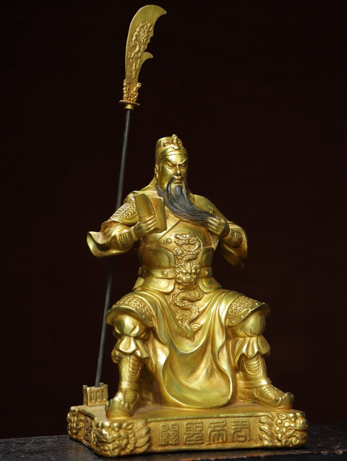 Chinese antique pure copper statue of Guan Gong