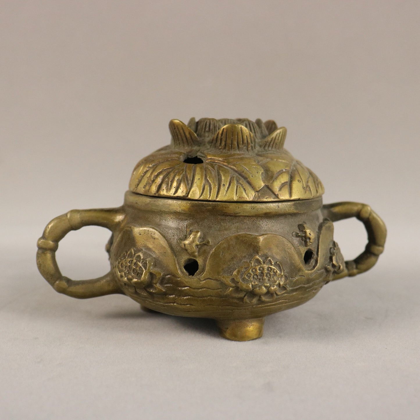 Chinese antique pure copper lotus incense burner