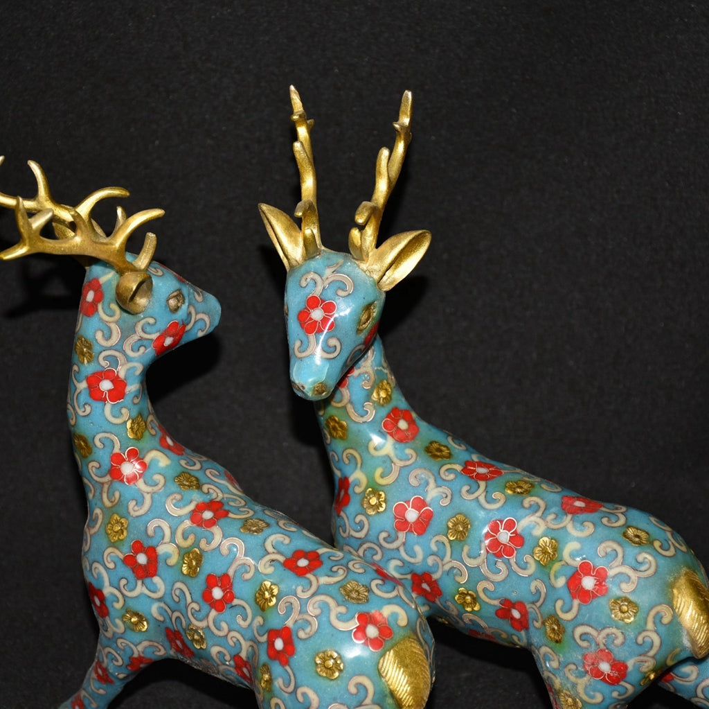Pure copper cloisonn é sika deer ornament