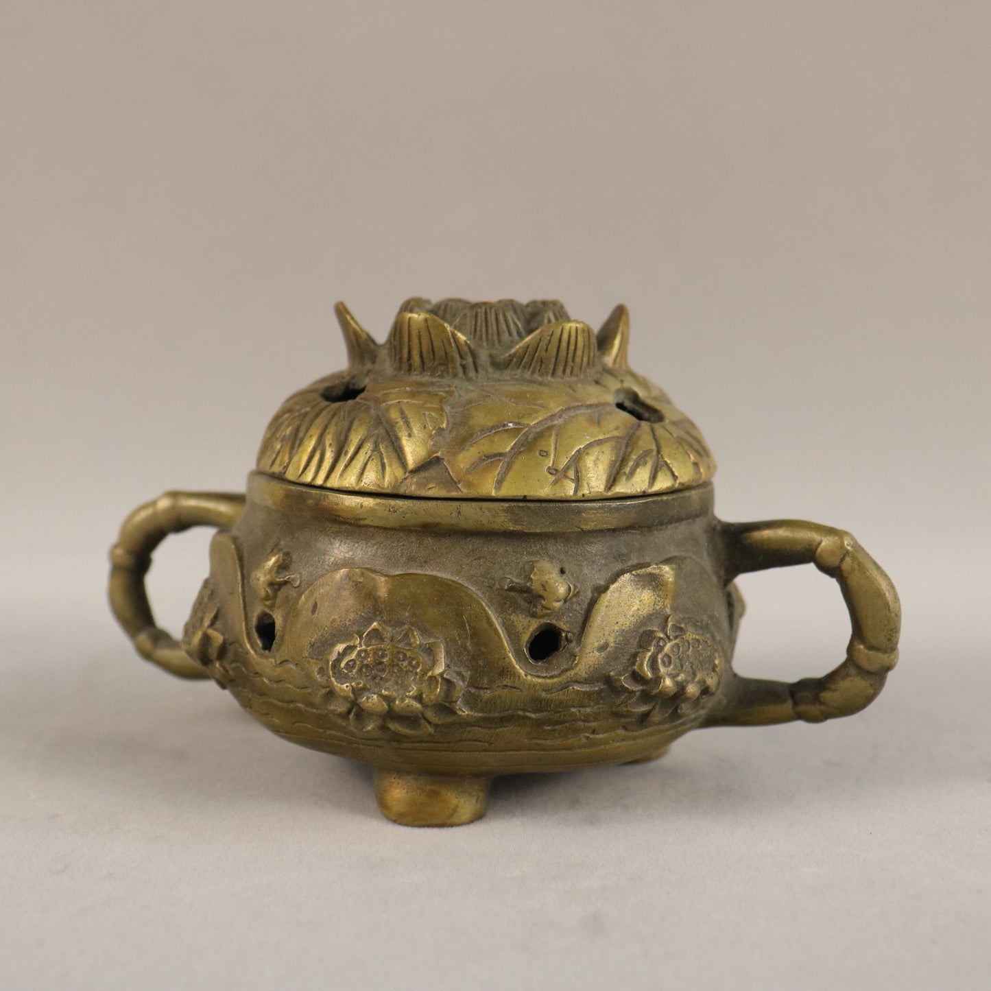 Chinese antique pure copper lotus incense burner