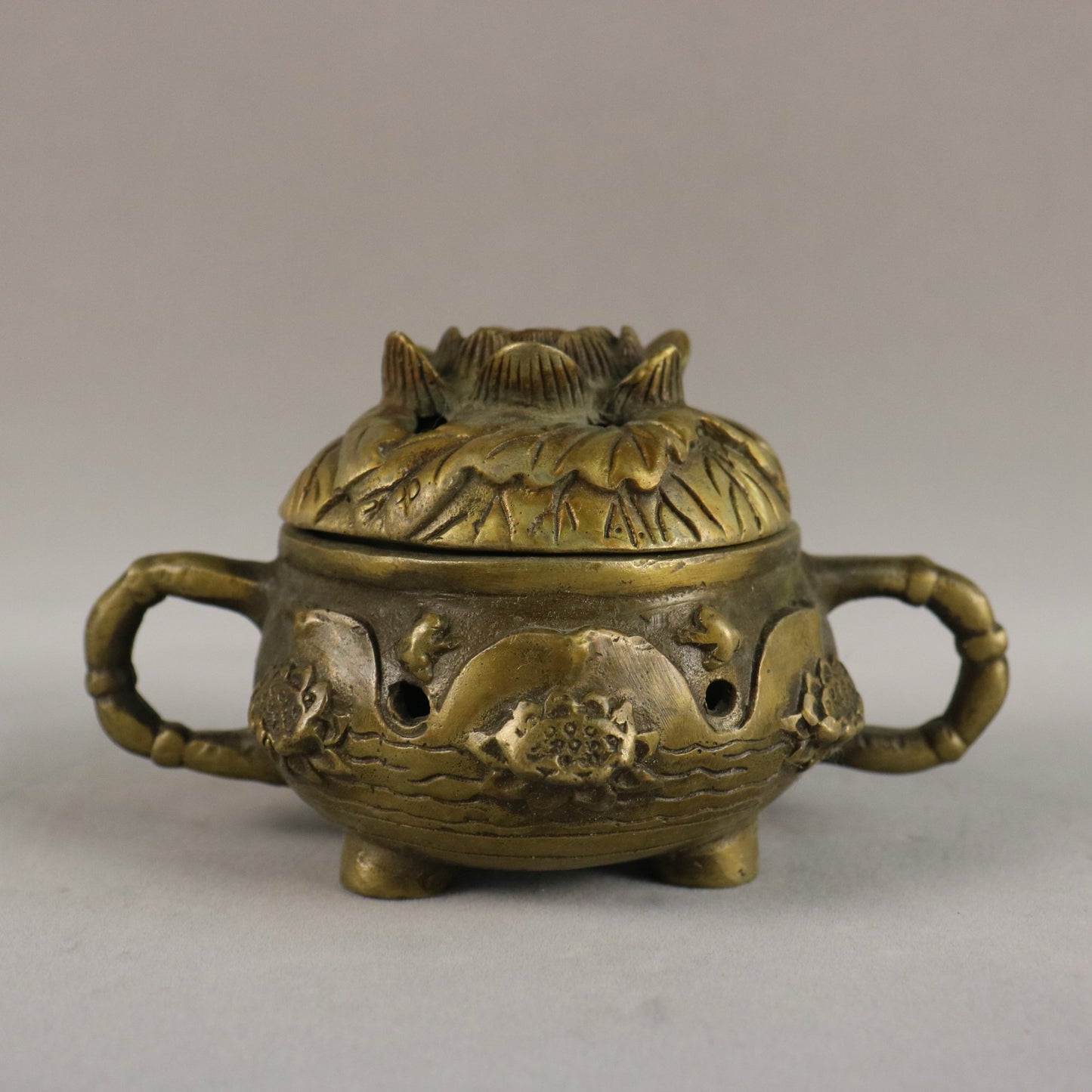 Chinese antique pure copper lotus incense burner