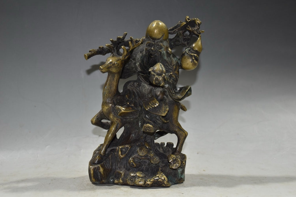 Pure copper deer riding longevity star ornament