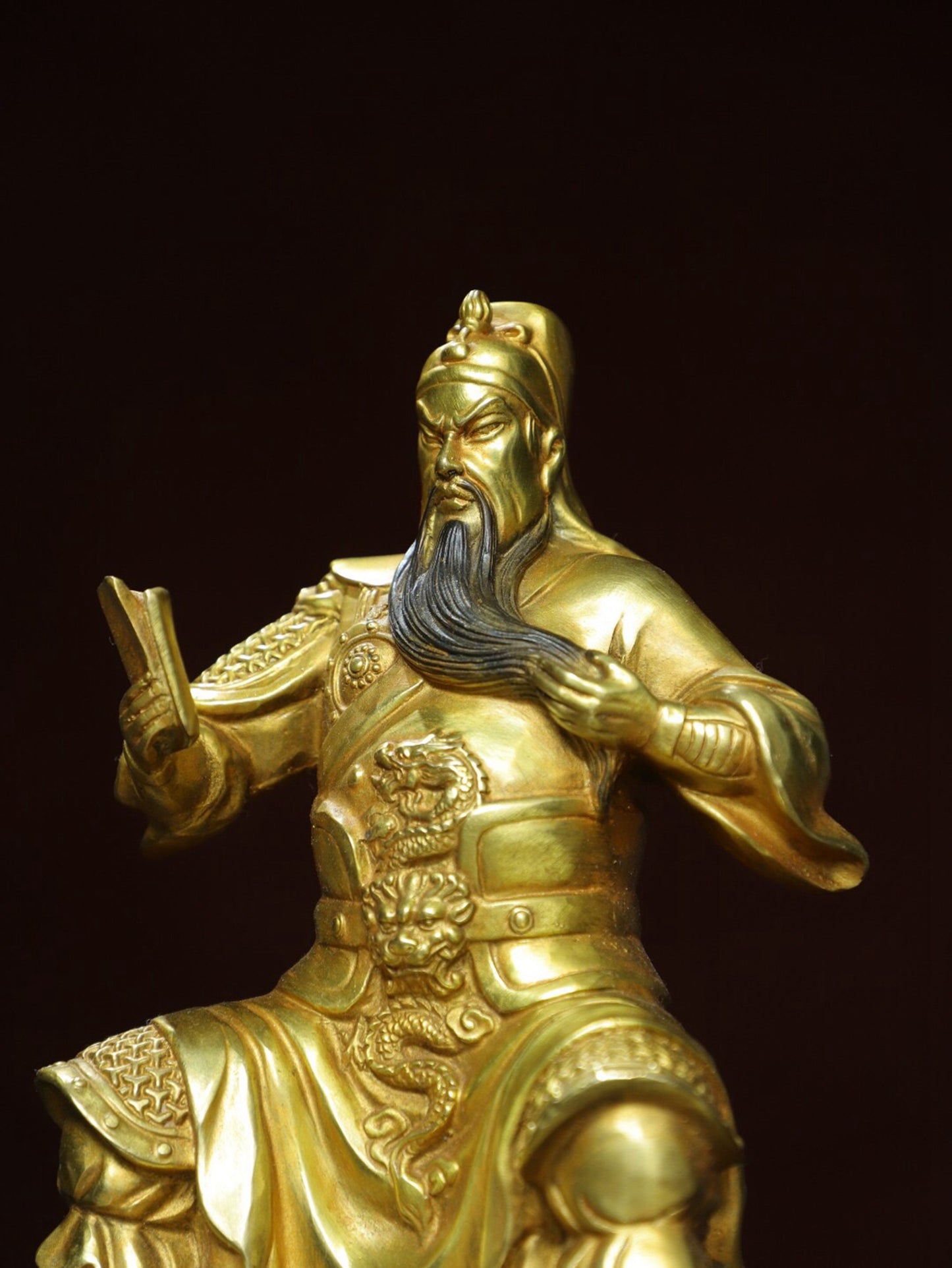 Chinese antique pure copper statue of Guan Gong