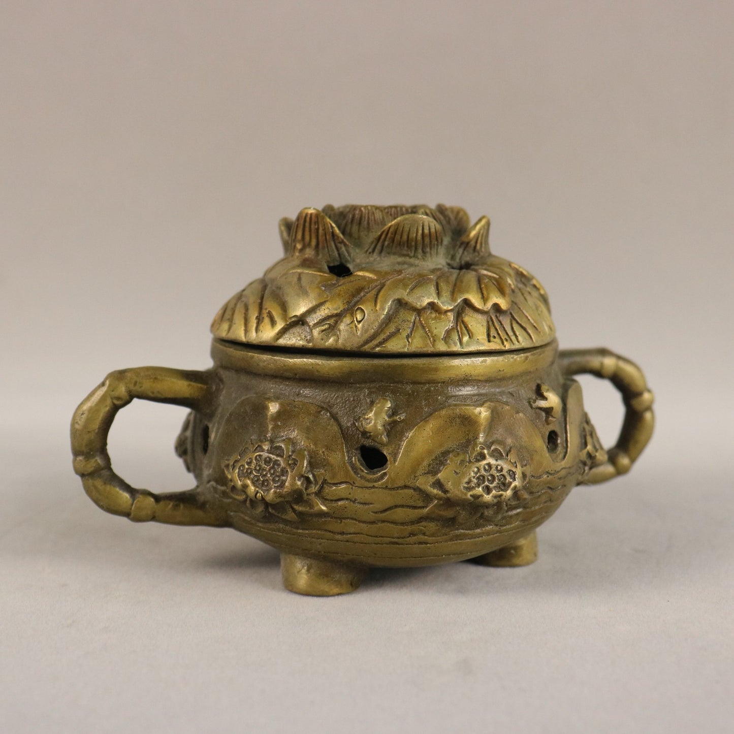 Chinese antique pure copper lotus incense burner