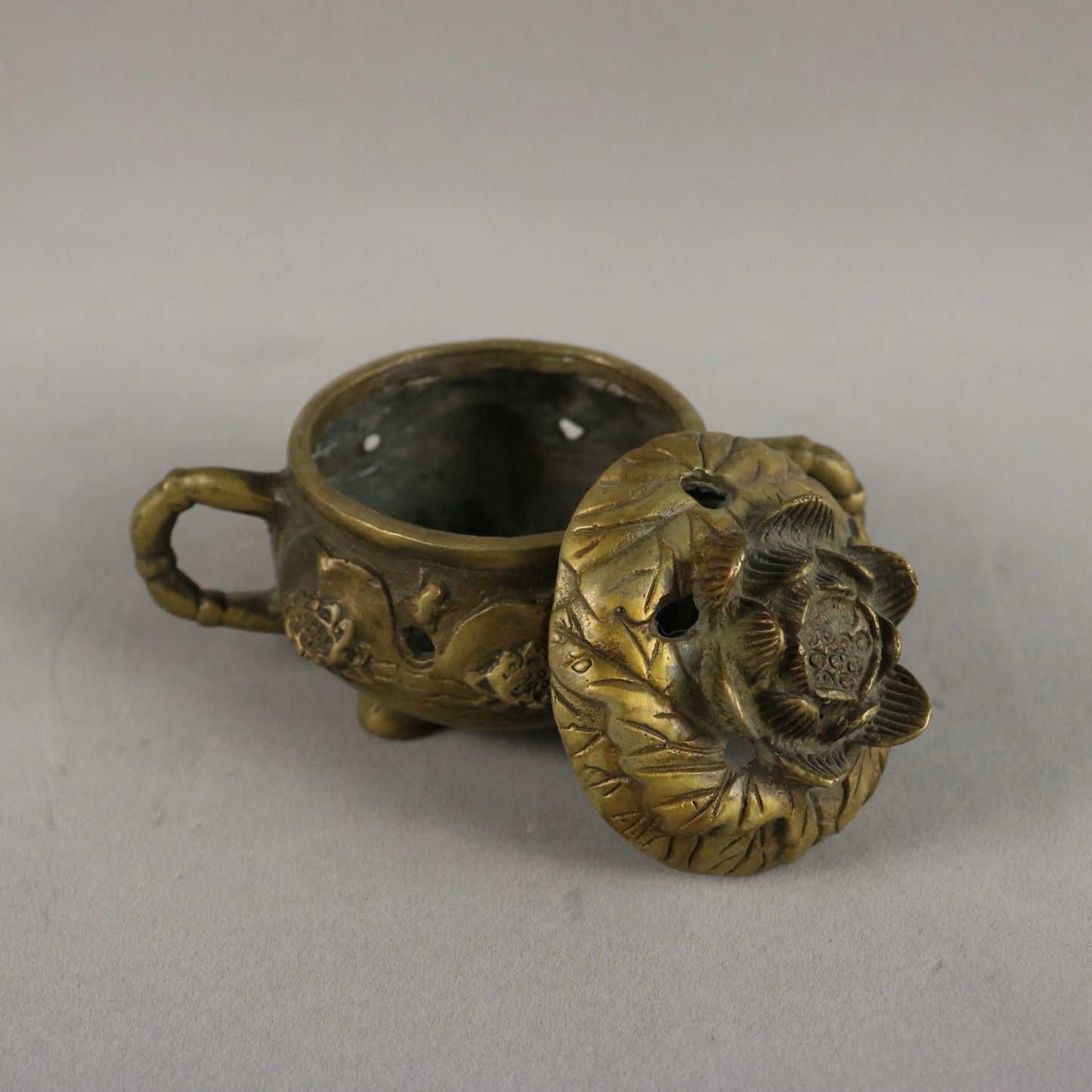 Chinese antique pure copper lotus incense burner