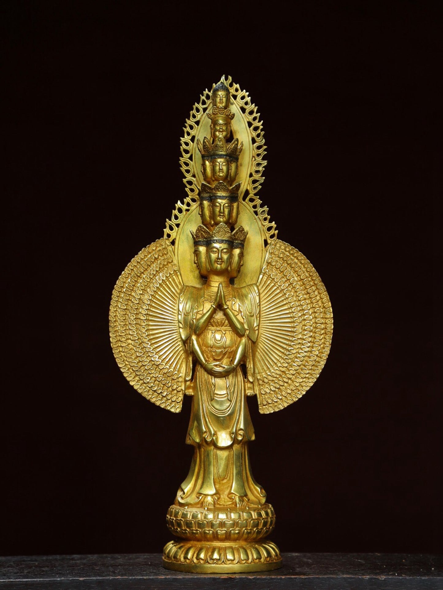 Chinese antique pure copper Buddha statue of Thousand Armed Guanyin