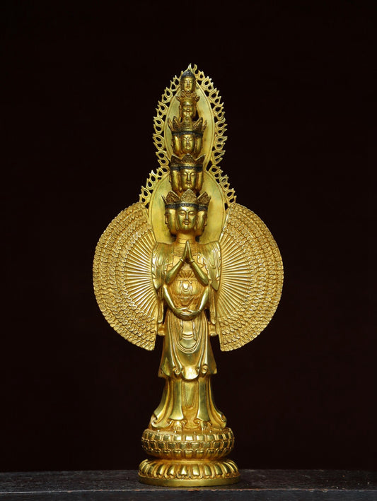 Chinese antique pure copper Buddha statue of Thousand Armed Guanyin