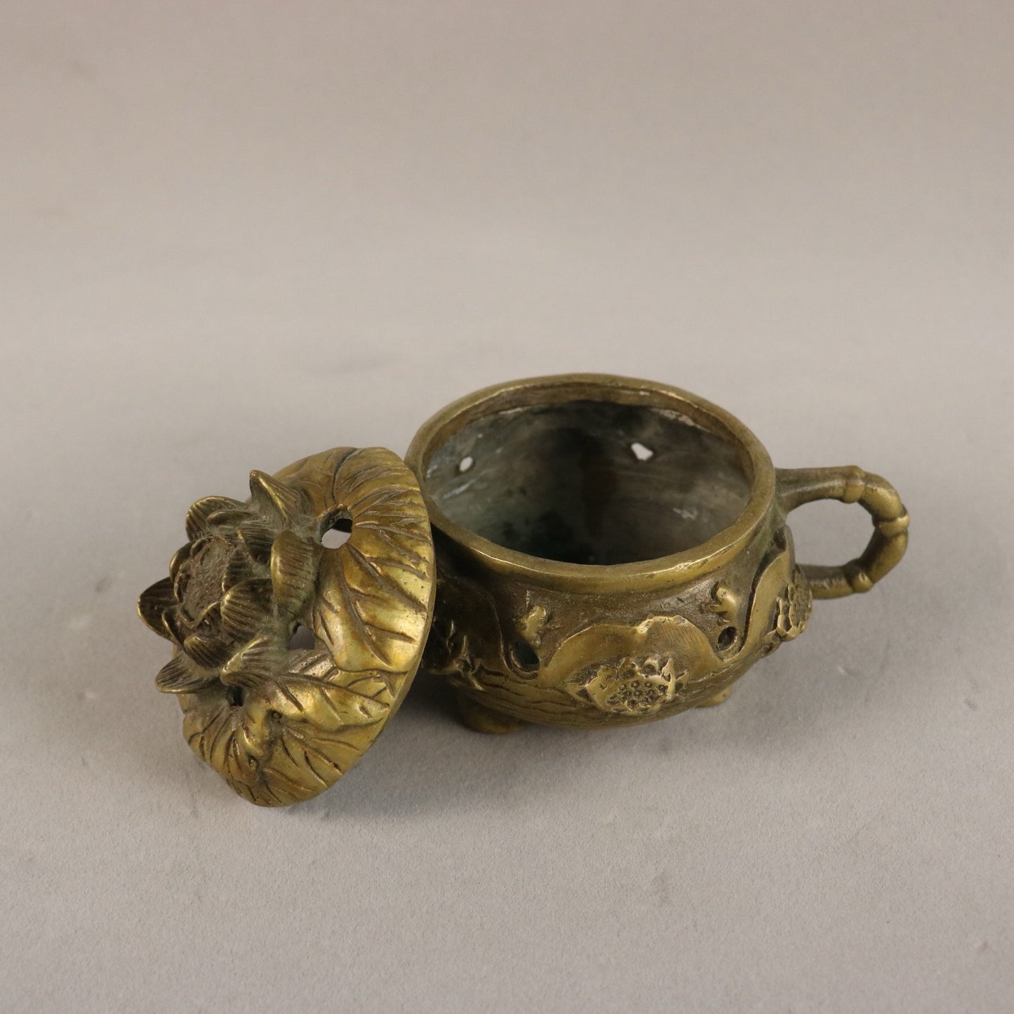 Chinese antique pure copper lotus incense burner