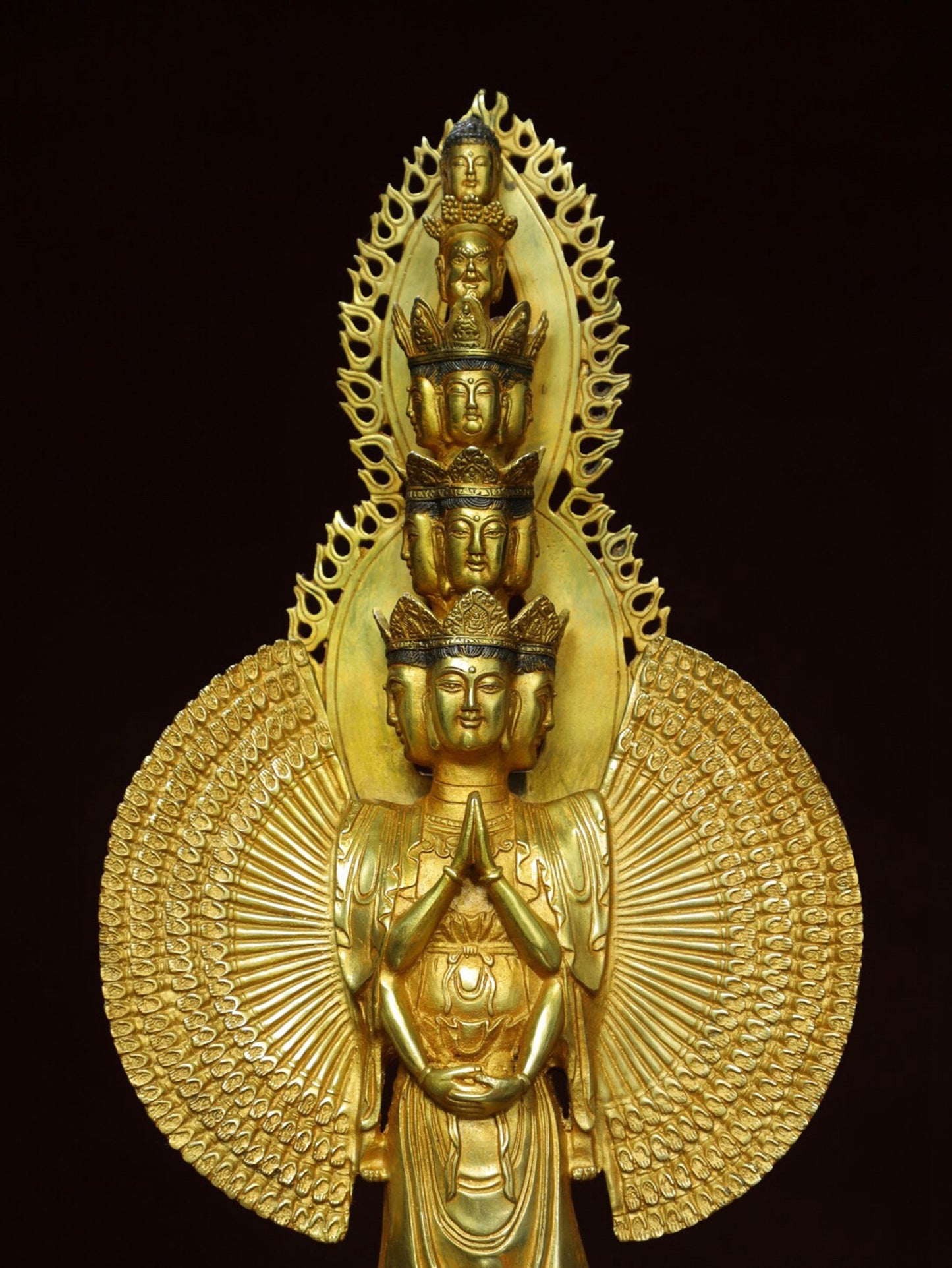 Chinese antique pure copper Buddha statue of Thousand Armed Guanyin