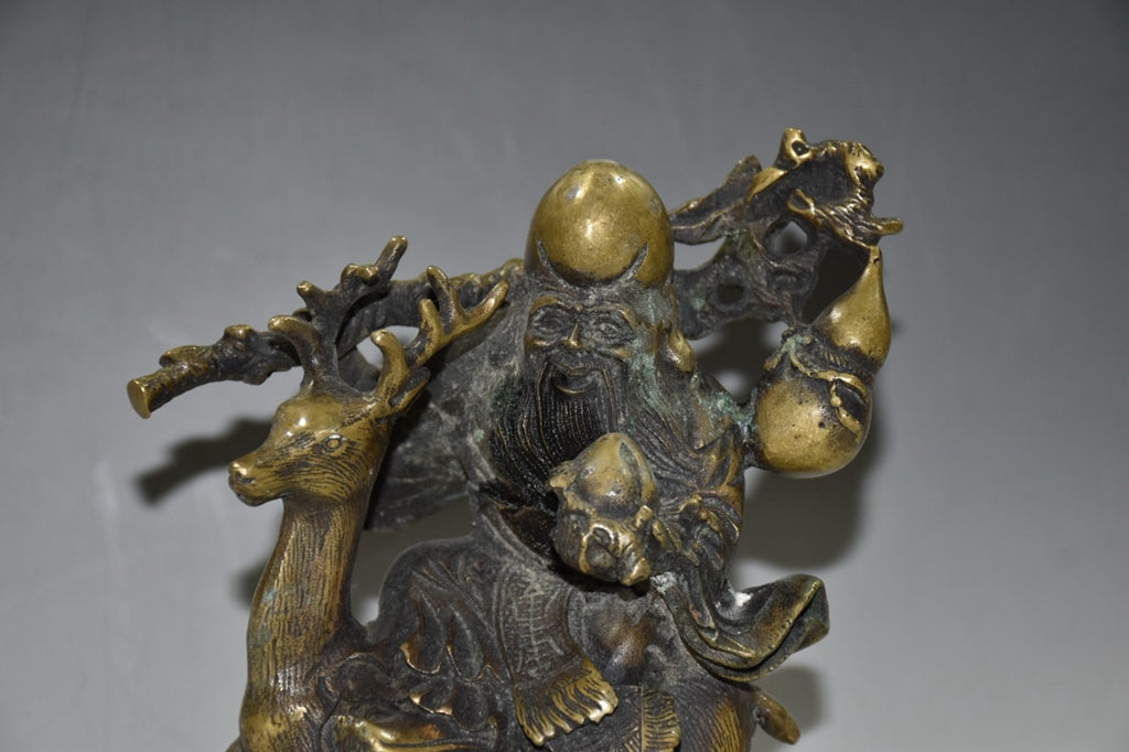 Pure copper deer riding longevity star ornament