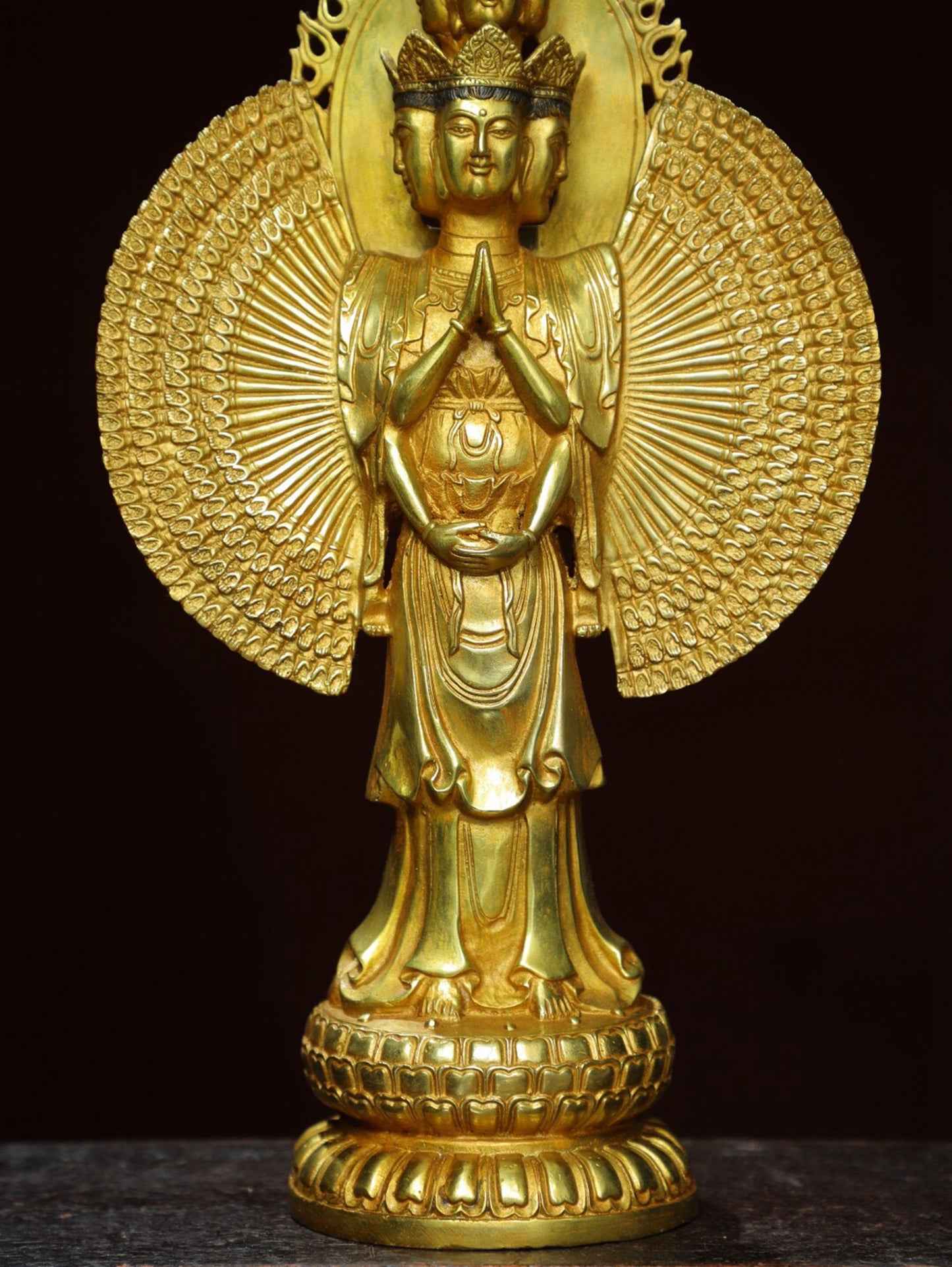 Chinese antique pure copper Buddha statue of Thousand Armed Guanyin