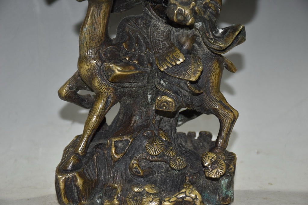 Pure copper deer riding longevity star ornament