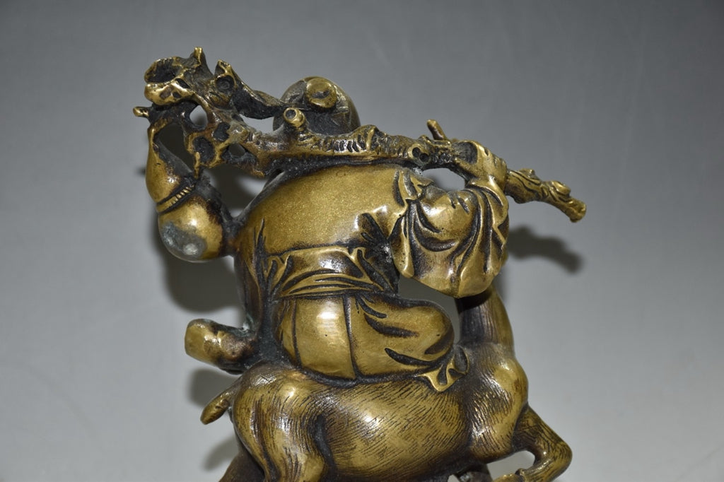 Pure copper deer riding longevity star ornament