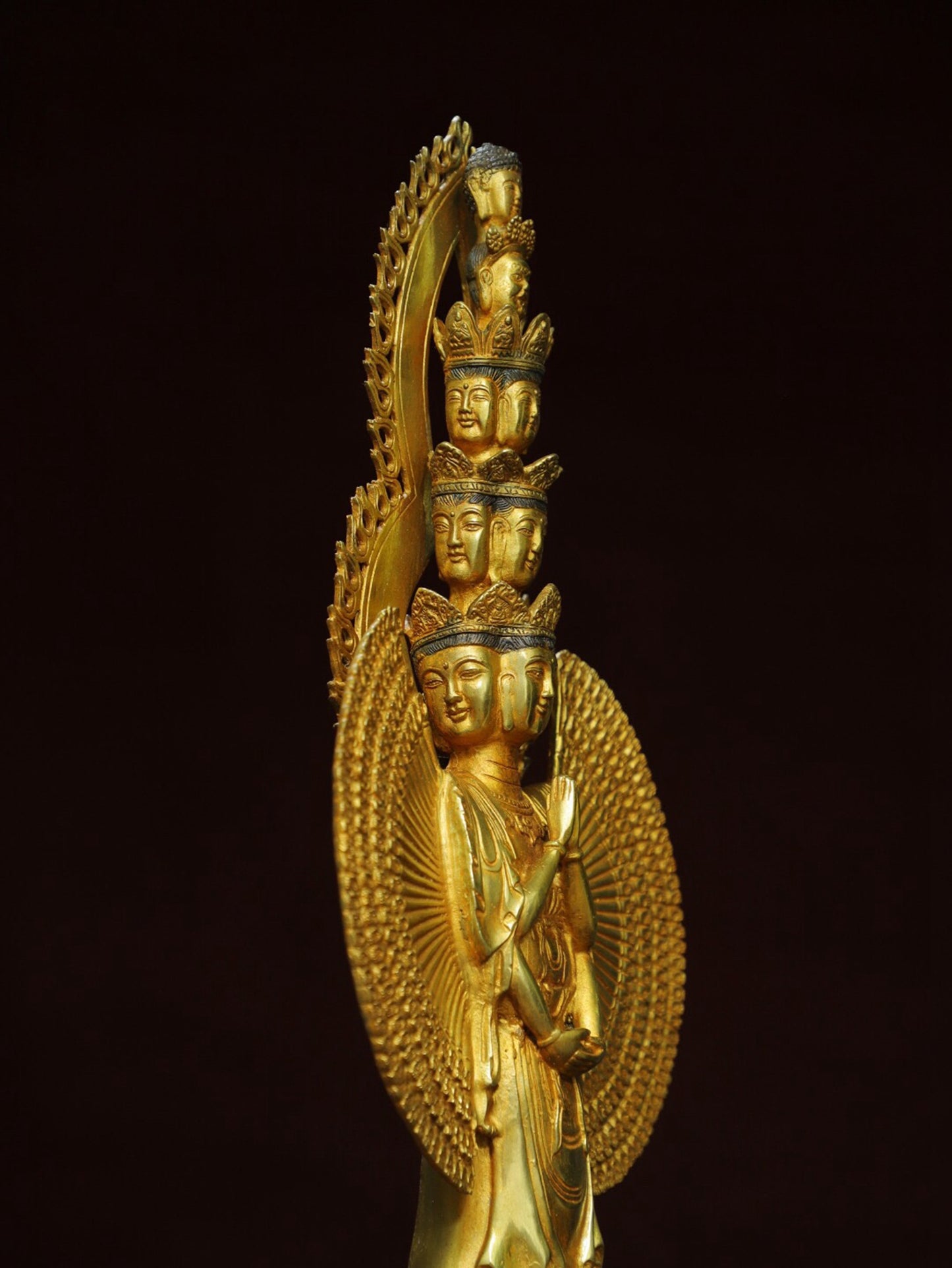 Chinese antique pure copper Buddha statue of Thousand Armed Guanyin