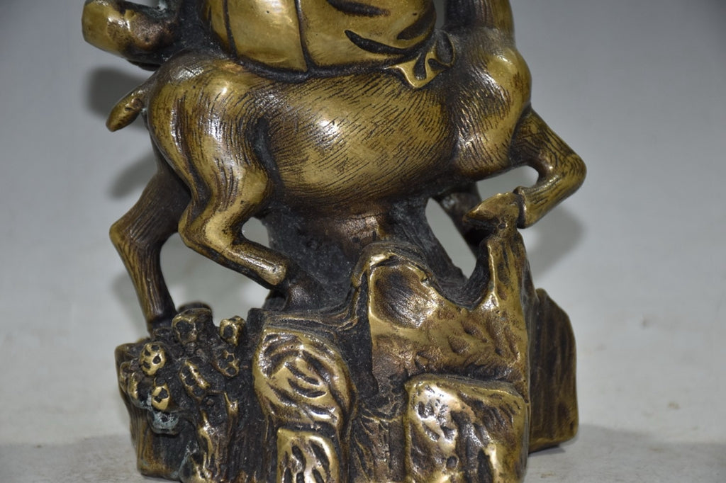 Pure copper deer riding longevity star ornament