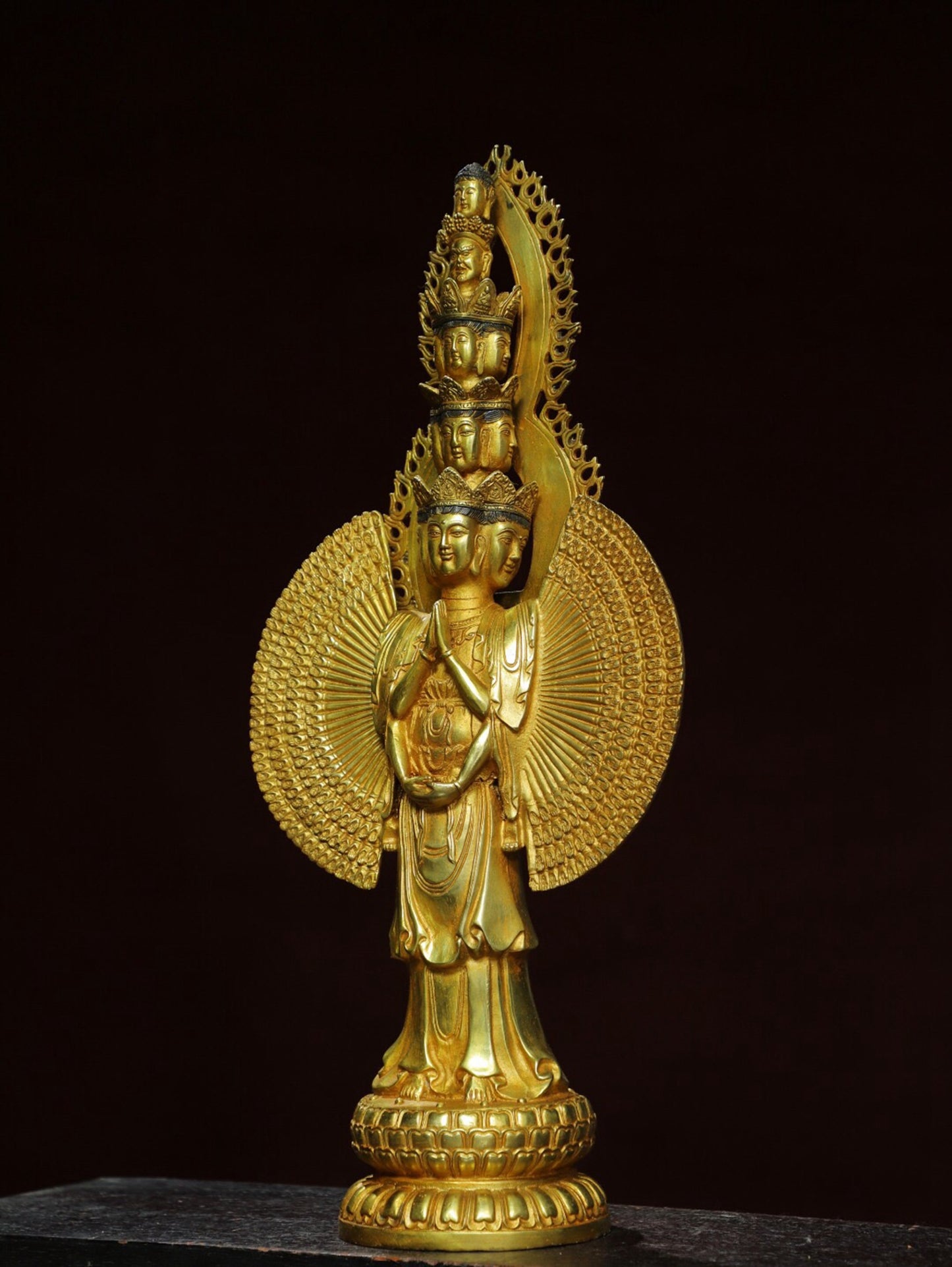 Chinese antique pure copper Buddha statue of Thousand Armed Guanyin