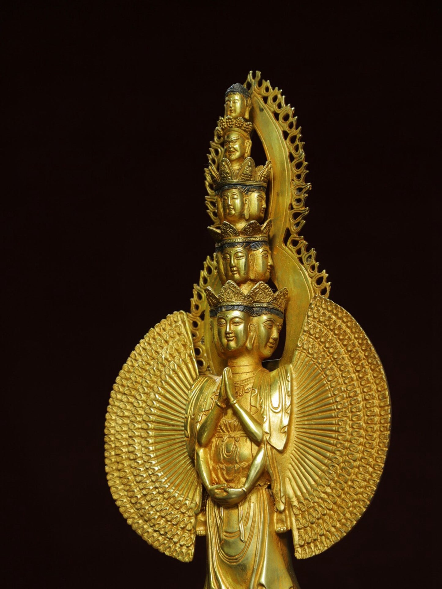 Chinese antique pure copper Buddha statue of Thousand Armed Guanyin