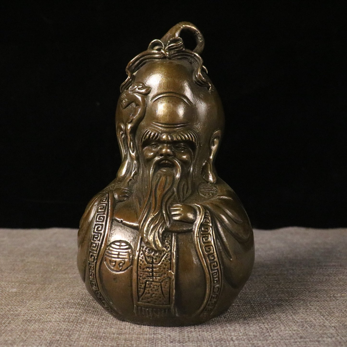 Chinese antique pure copper birthday gourd