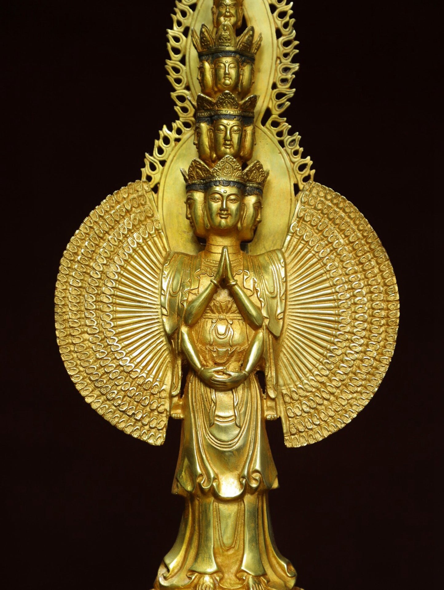 Chinese antique pure copper Buddha statue of Thousand Armed Guanyin