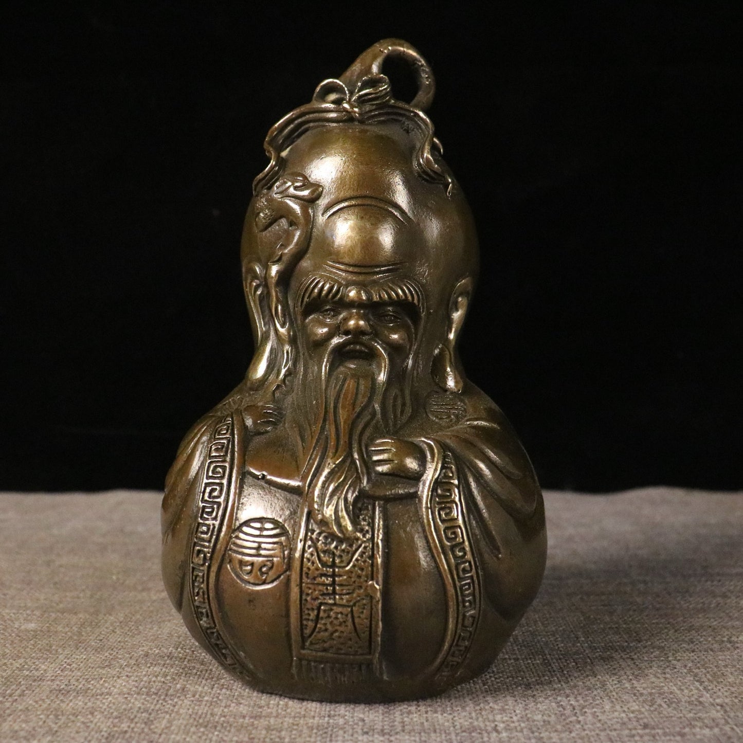 Chinese antique pure copper birthday gourd