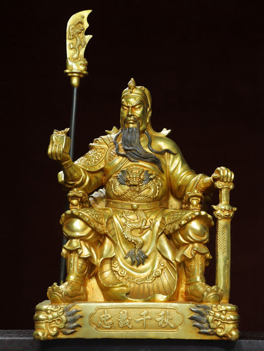 Chinese antique pure copper statue of Guan Gong