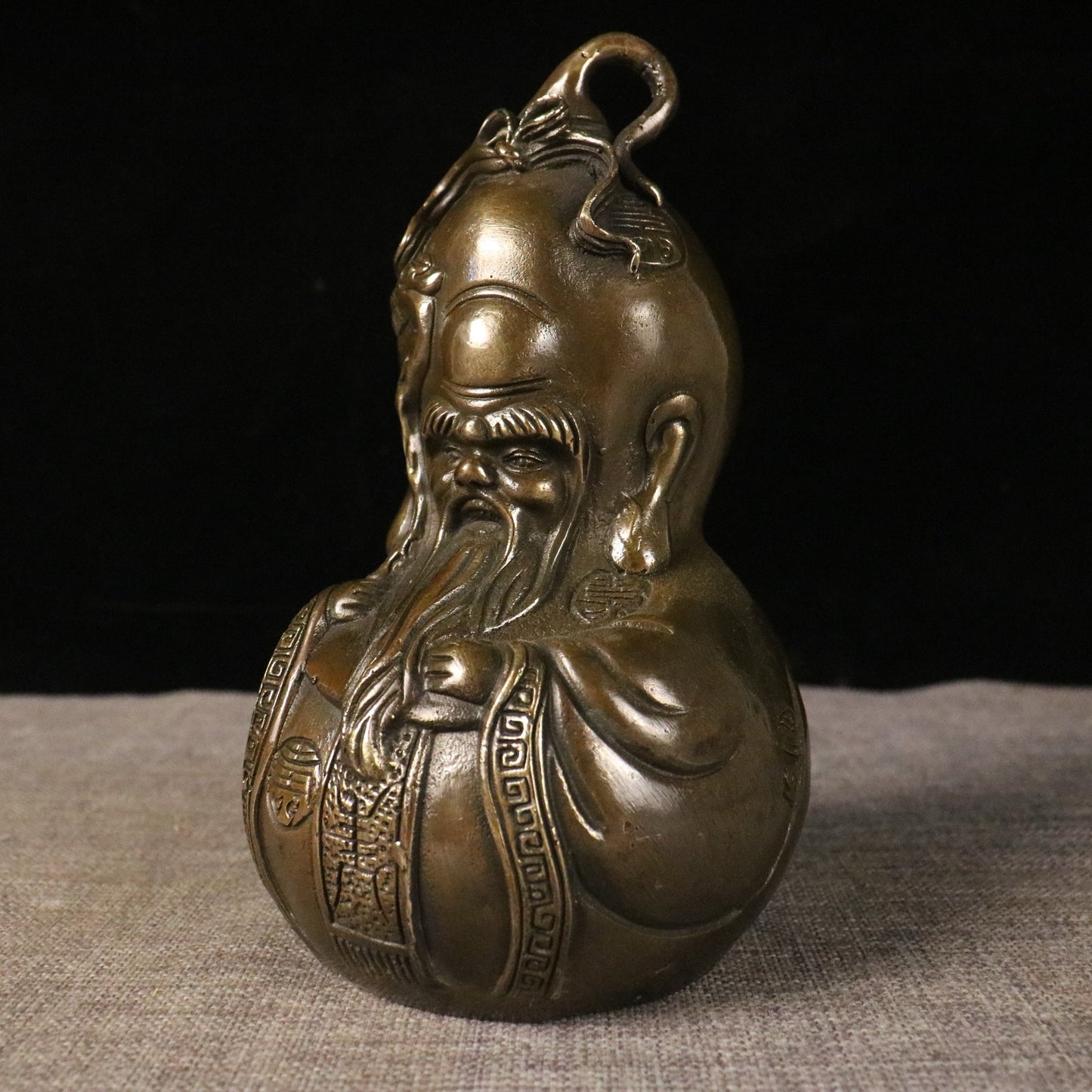 Chinese antique pure copper birthday gourd