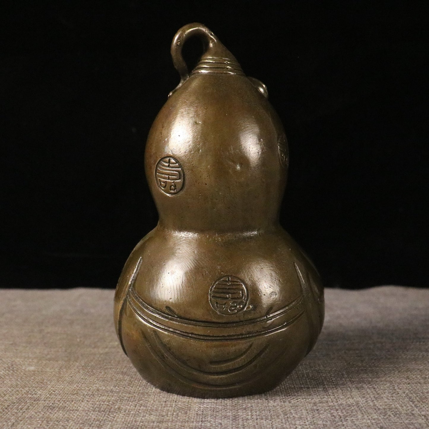 Chinese antique pure copper birthday gourd
