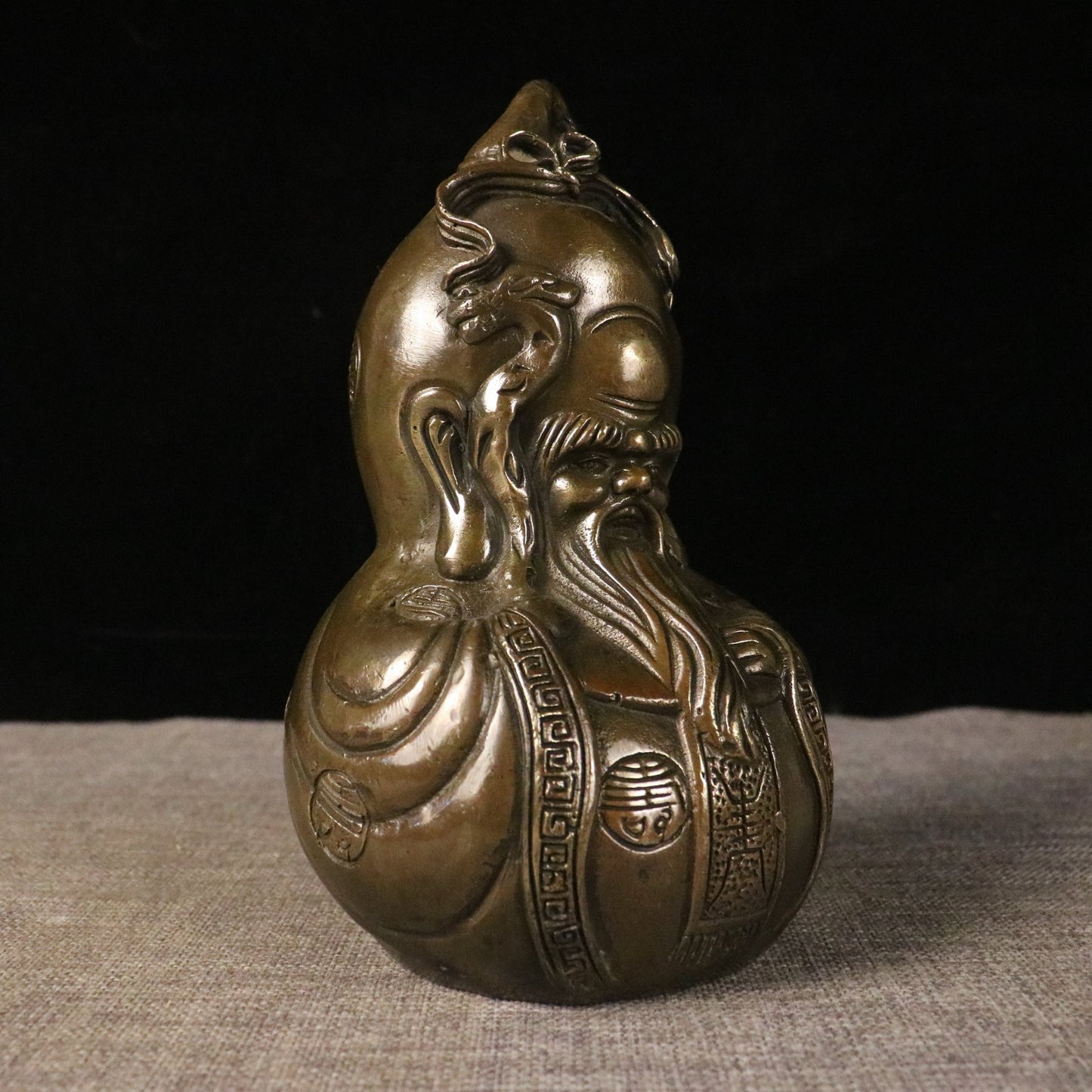 Chinese antique pure copper birthday gourd